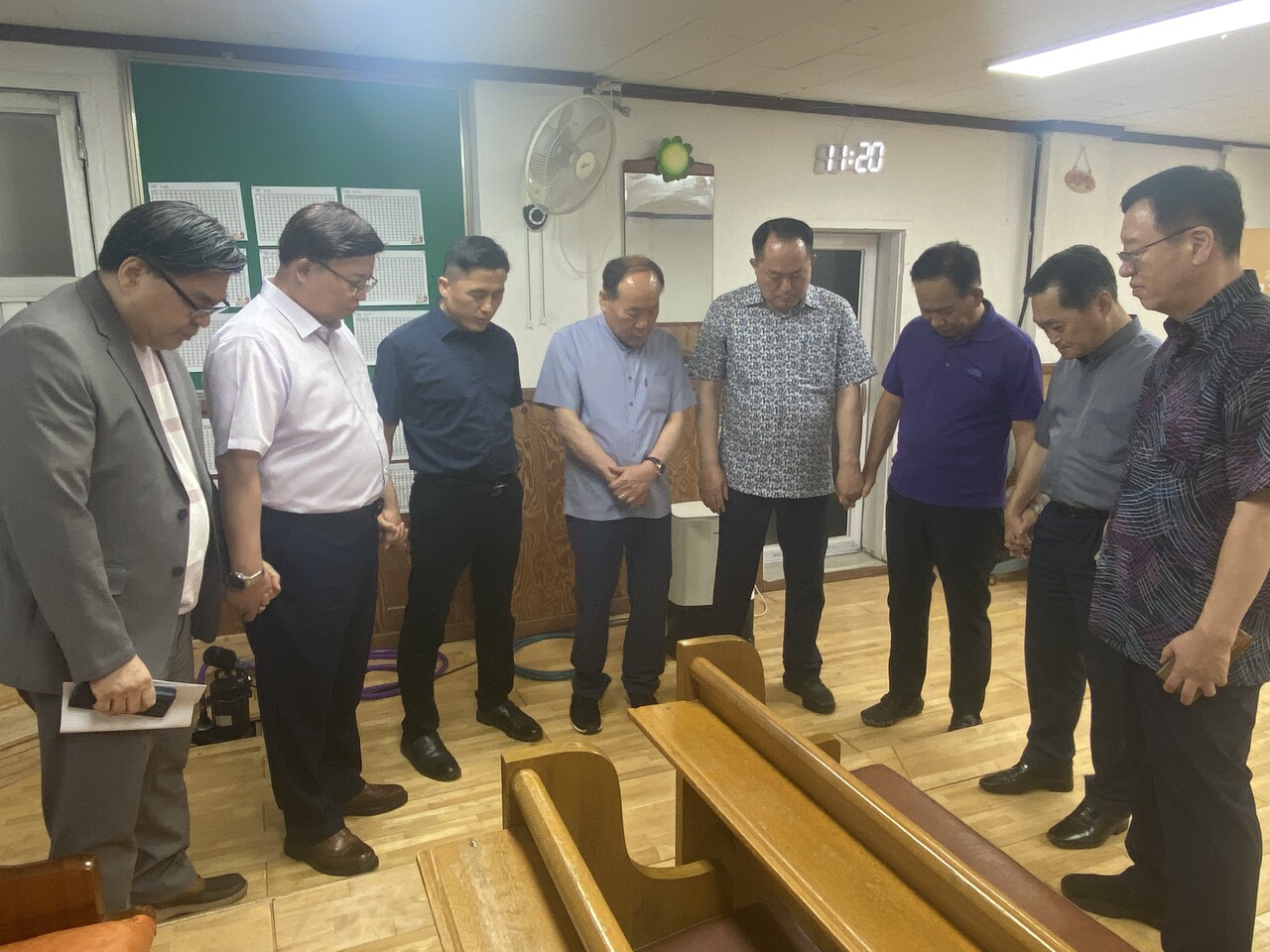 기성 총회임원들이 최근 집중호우로 큰 피해를 입은 충청지역 교회들의 피해상황을 파악하고, 빠른 회복을 위해 기도했다.