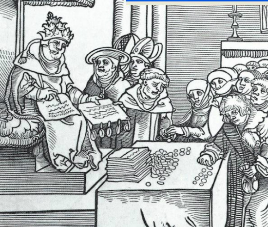 면죄부를 파는 종교개혁당시의 교회의 모습.